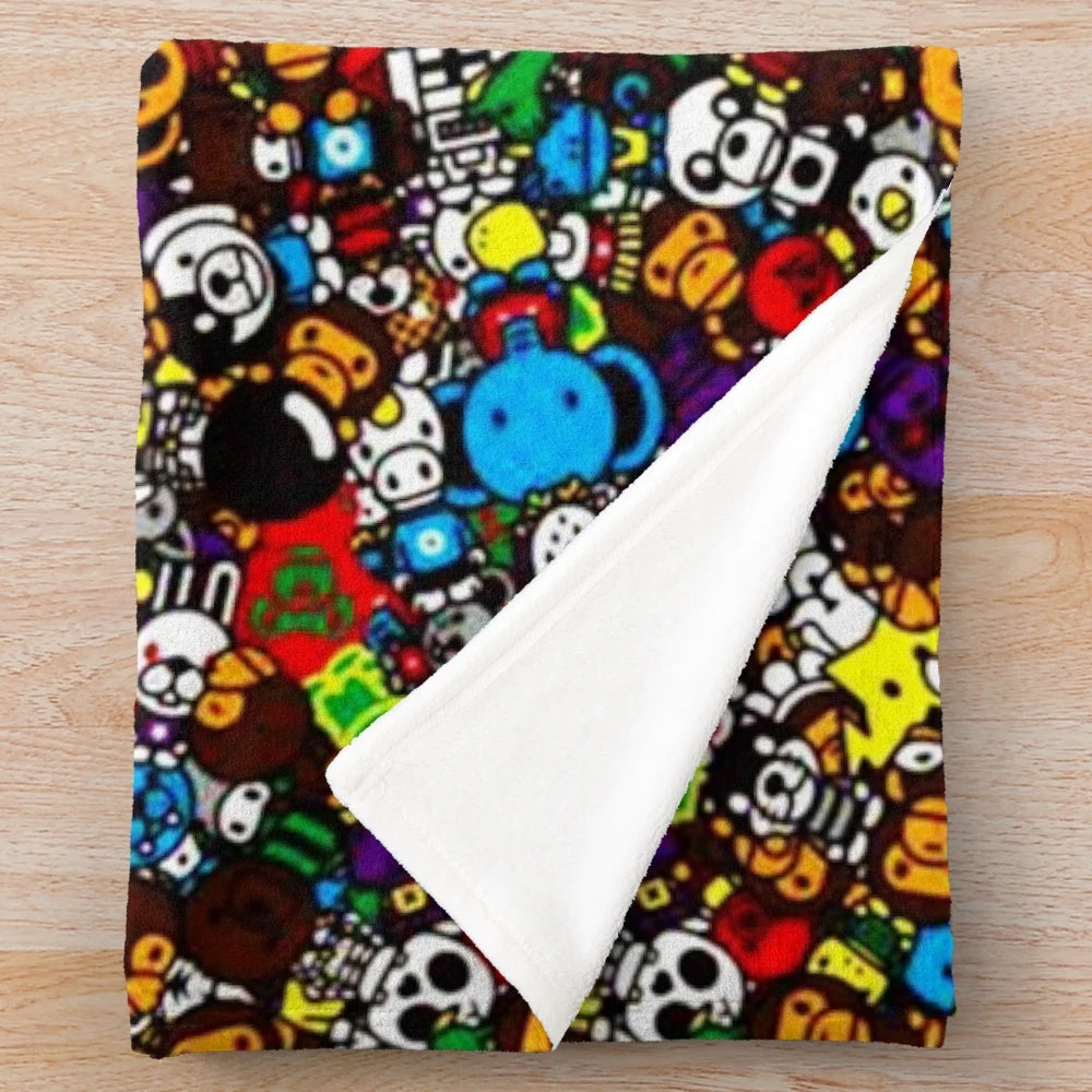 Colorful Baby Milo Plush Blanket with Geometric Pattern
