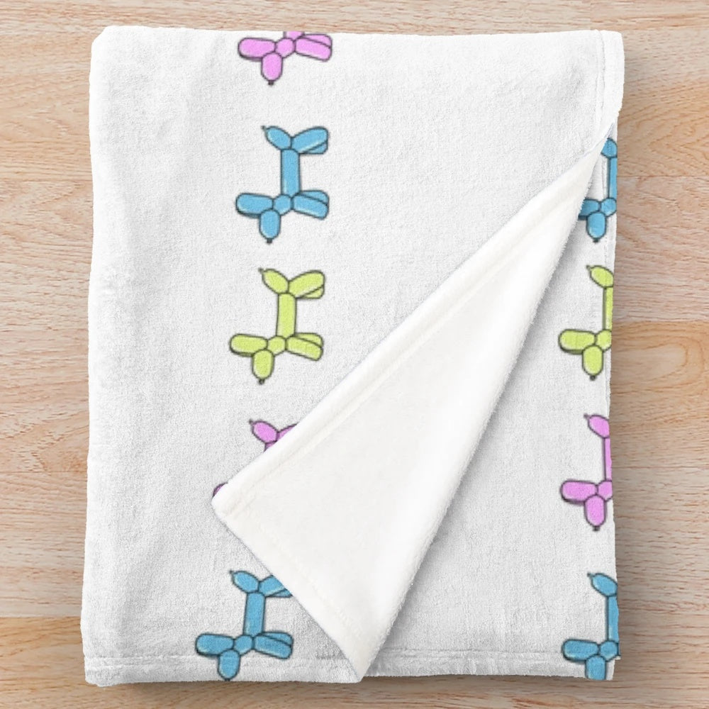 Colorful plush balloon dog blanket
