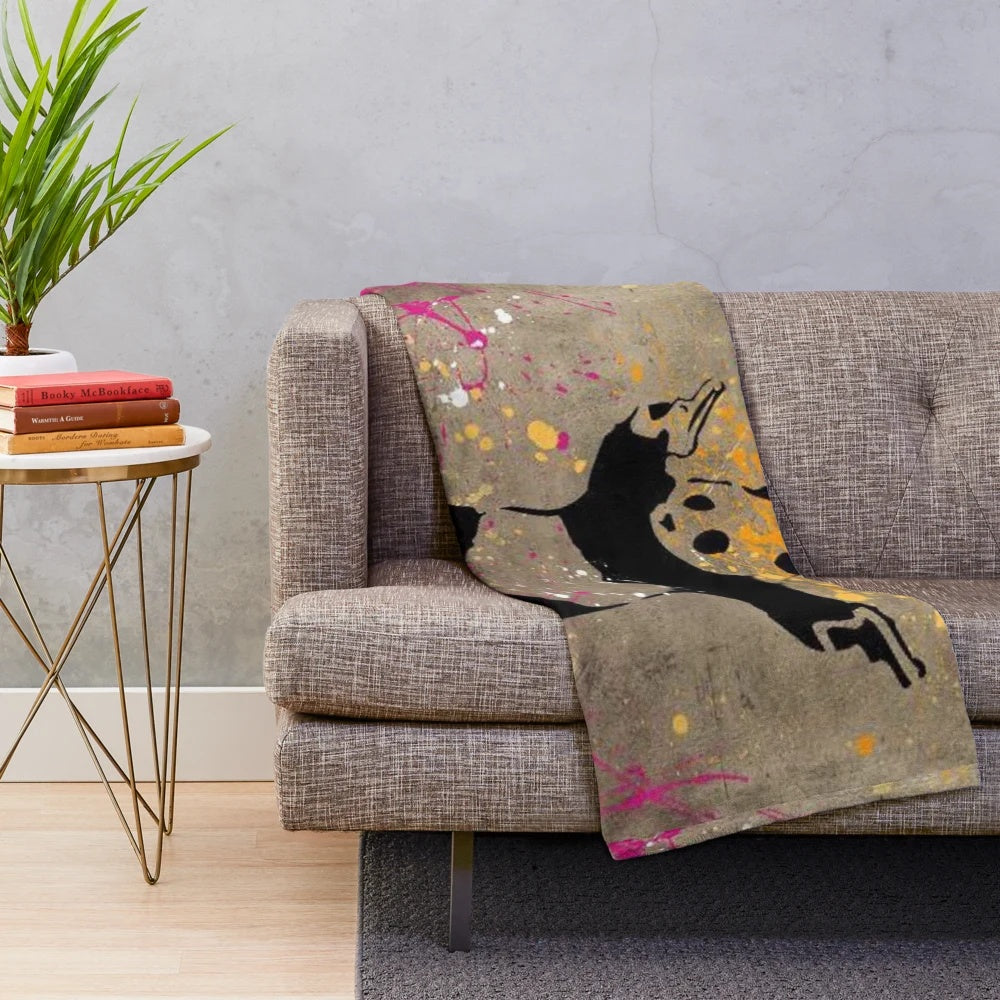 Panda with Guns Plush Blanket Inspired by Banksy's Street Art