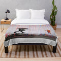 Cozy plush blanket featuring a vibrant, street art-inspired design of a girl with a rainbow umbrella