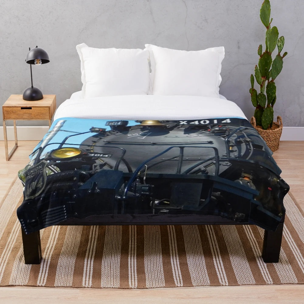 Colorful Big Boy Train Plush Blanket