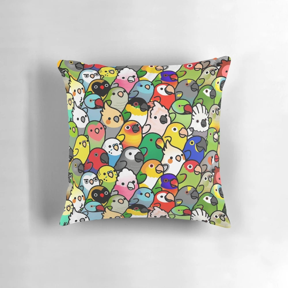 Decorative Pillow with Vibrant Bird Pattern