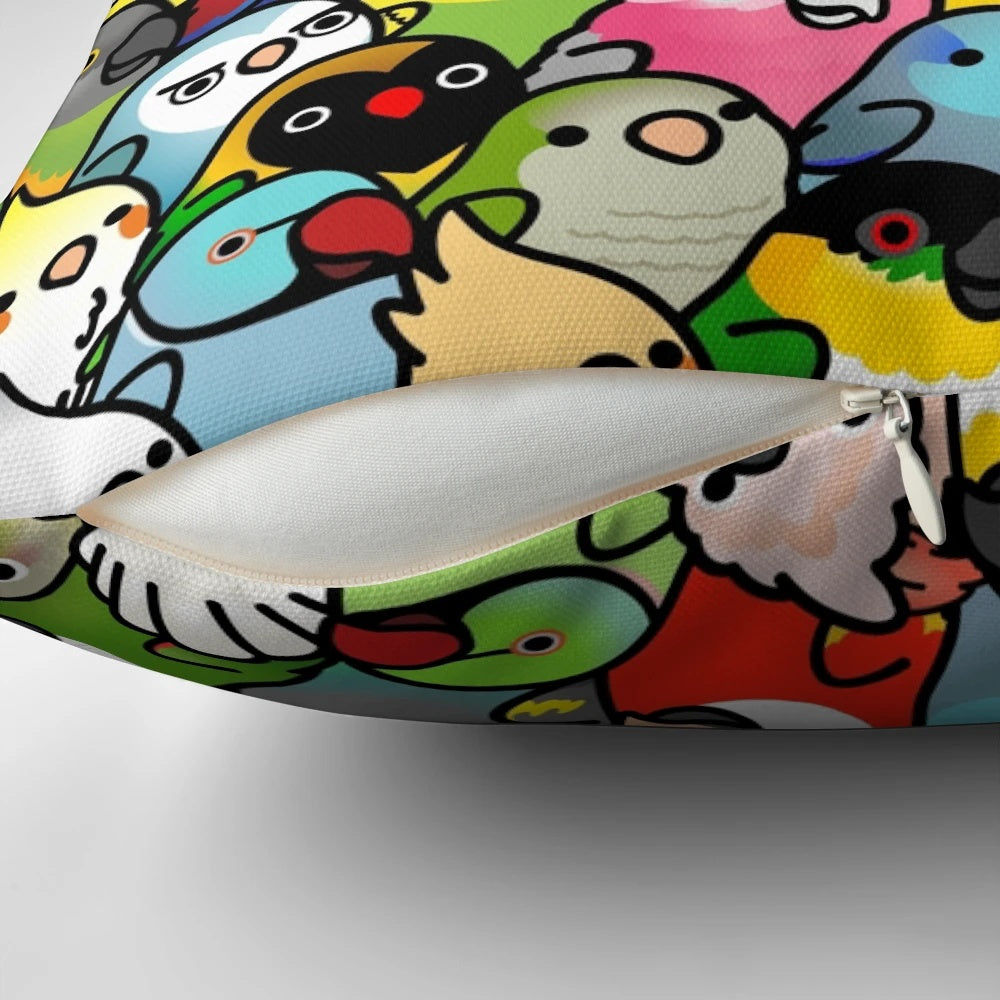 Decorative Pillow with Vibrant Bird Pattern