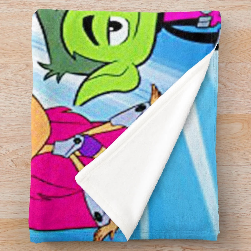 Colorful birthday plush blanket with popular Teen Titans Go characters