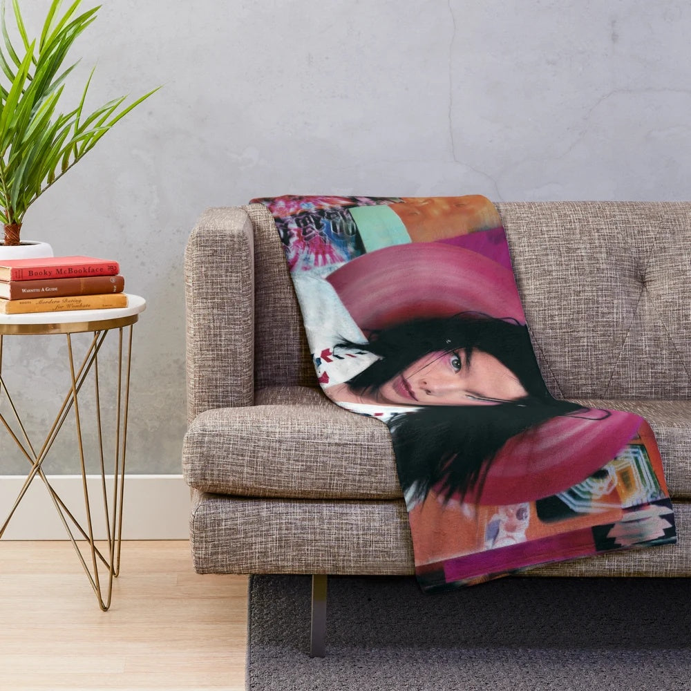 Colorful Bjork-inspired plush blanket with modern art design