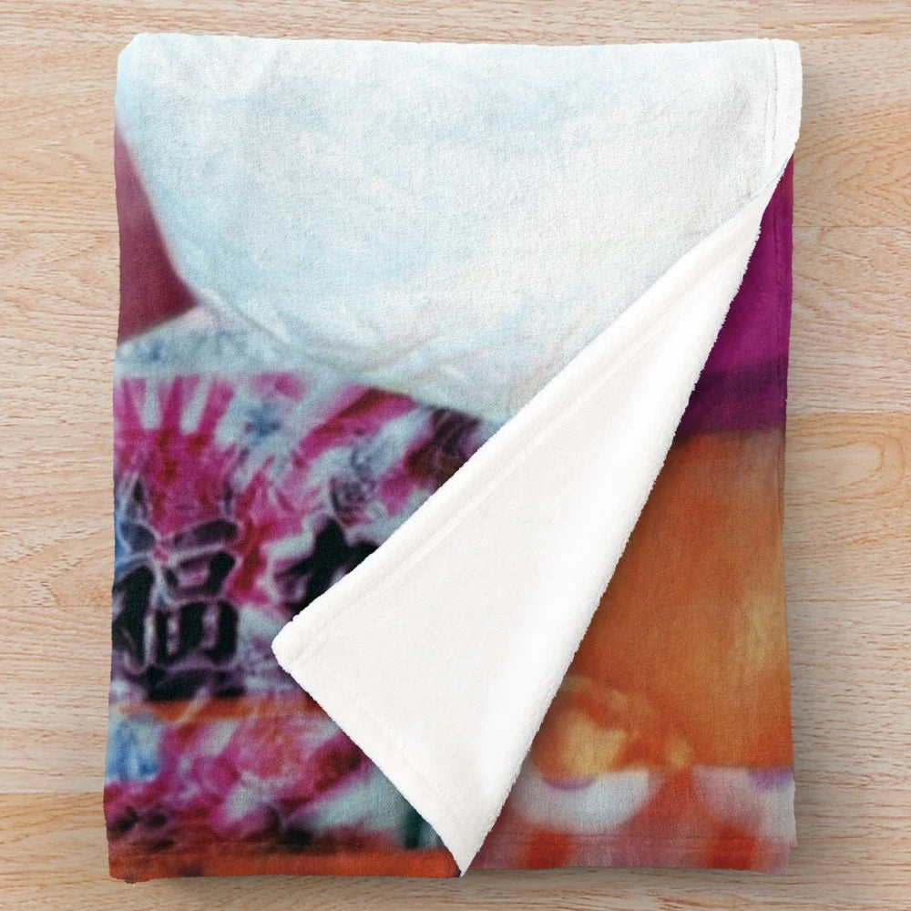 Colorful Bjork-inspired plush blanket with modern art design