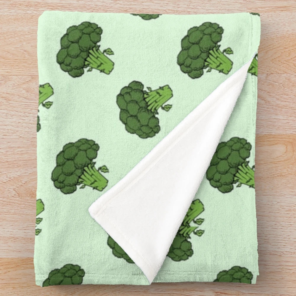 Colorful broccoli bunch pattern plush blanket