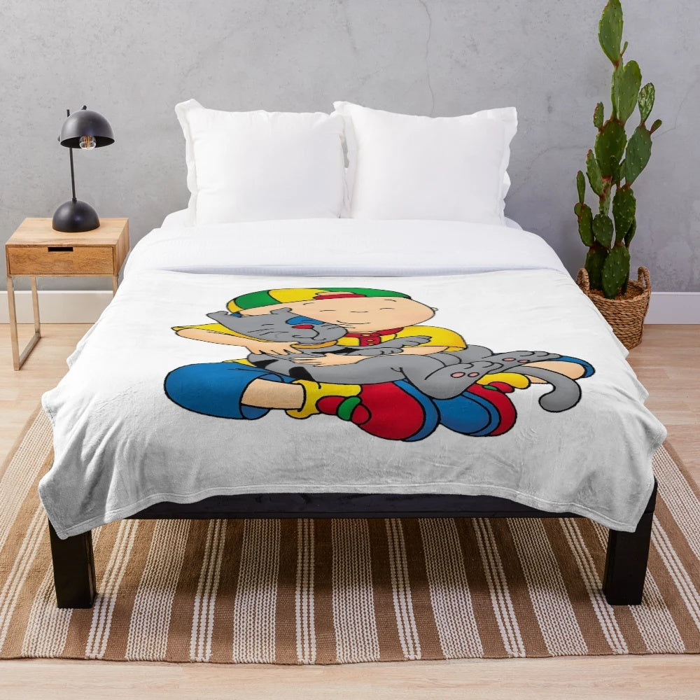 Caillou and dog themed plush blanket for children