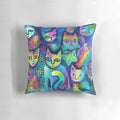 Colorful abstract cat-themed decorative pillow by Karinzeller