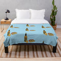 Colorful plush blanket with repeating Chicago-themed pattern
