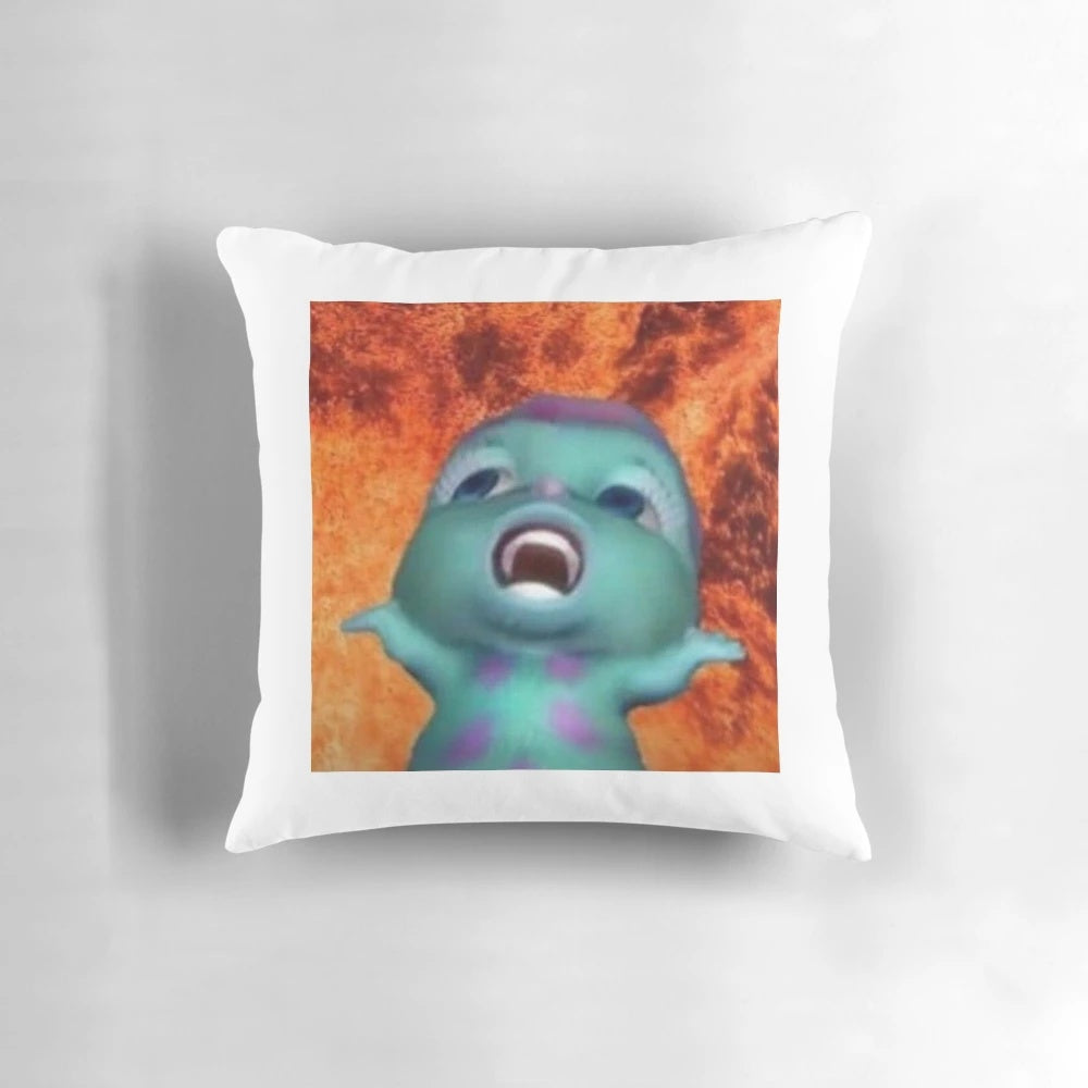 Vibrant Barbie-inspired childhood cartoon bibble design pillow