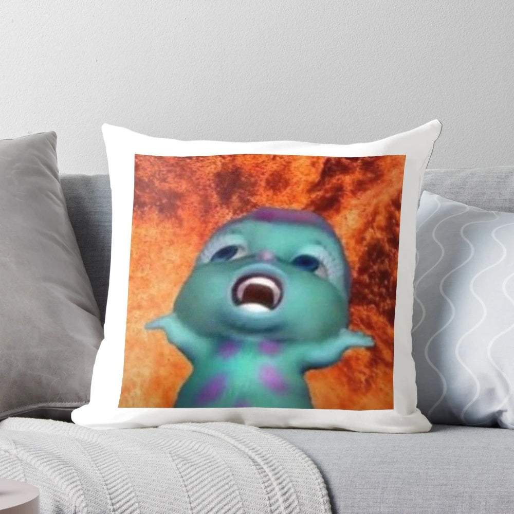 Vibrant Barbie-inspired childhood cartoon bibble design pillow