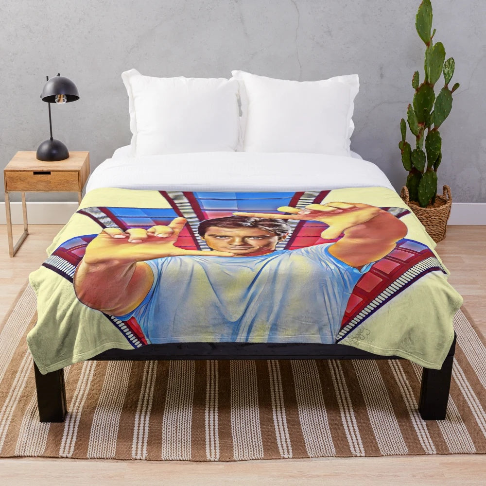 Colorful cinema-themed plush blanket featuring vibrant illustration