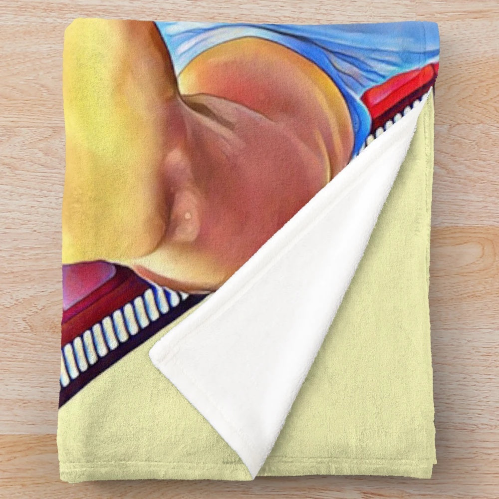 Colorful cinema-themed plush blanket featuring vibrant illustration
