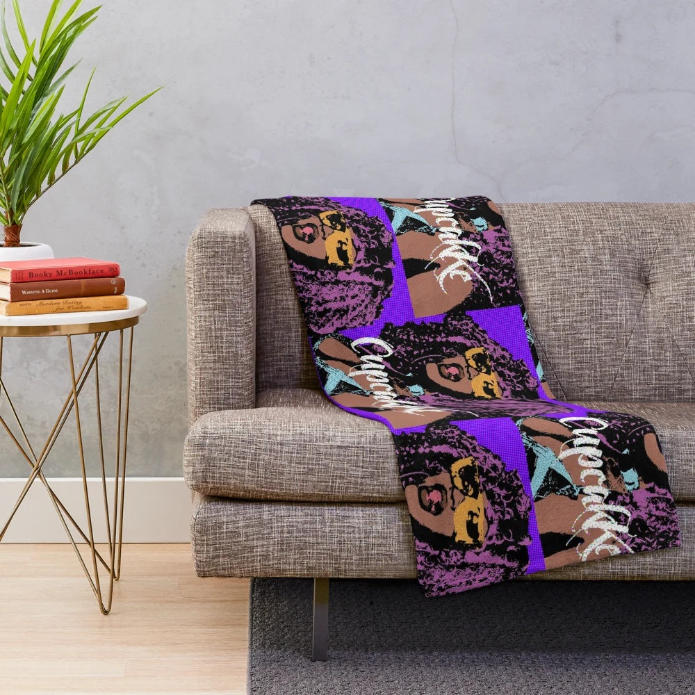 Colorful cupcake-themed pop art plush blanket