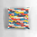 Colorful pattern of cute dogs on a decorative pillow
