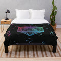 Colorful plush blanket featuring the iconic D20 dice from the Dungeons & Dragons tabletop game