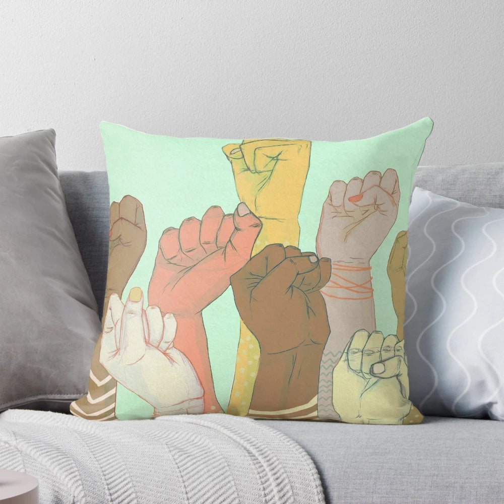 Vibrant abstract textile pattern in a together pillow design