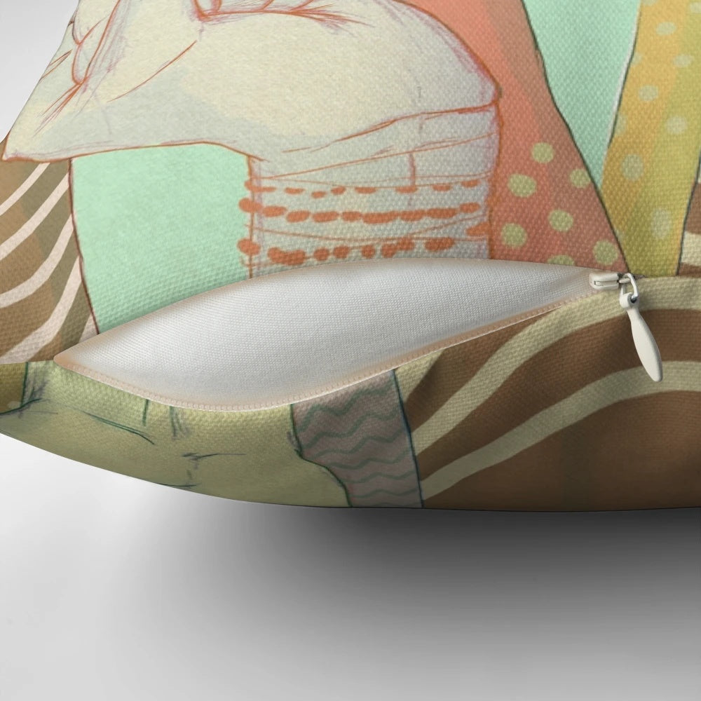 Vibrant abstract textile pattern in a together pillow design