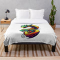 Colorful dragon art plush blanket featuring an anime-style manga illustration of a legendary animal