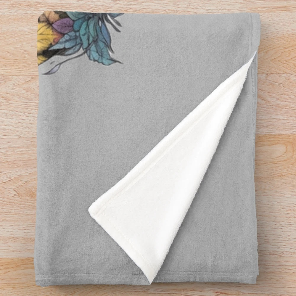 Colorful fantasy illustration plush blanket featuring The Lonely Mountain from Lord of the Rings and The Hobbit