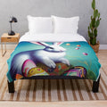 Colorful Easter plush blanket with festive eggs and spring flowers