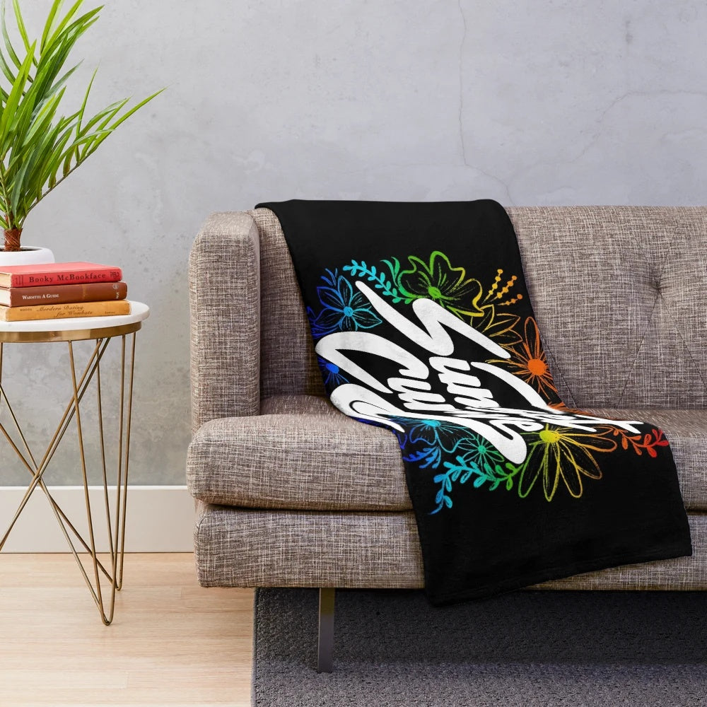 Colorful floral plush blanket featuring the Sunset Curve band from the hit show Julie and the Phantoms