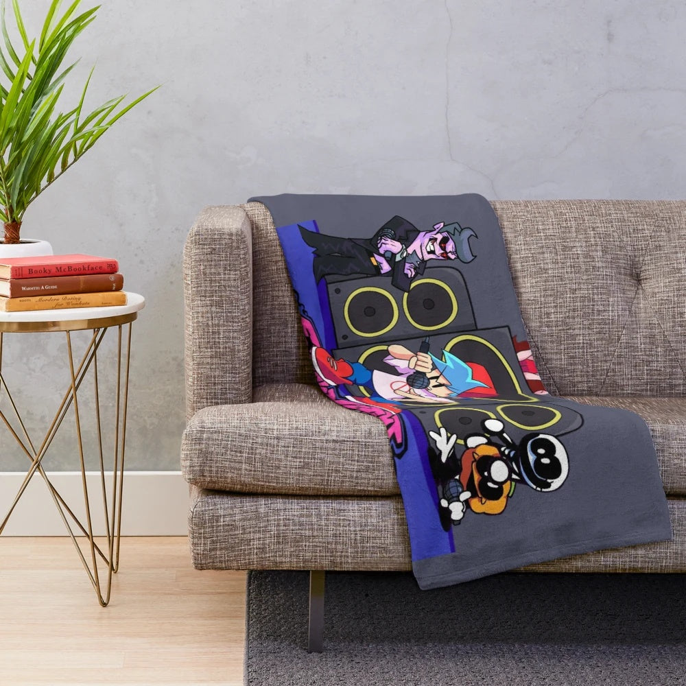Colorful Friday Night Funkin fanart design on a plush blanket