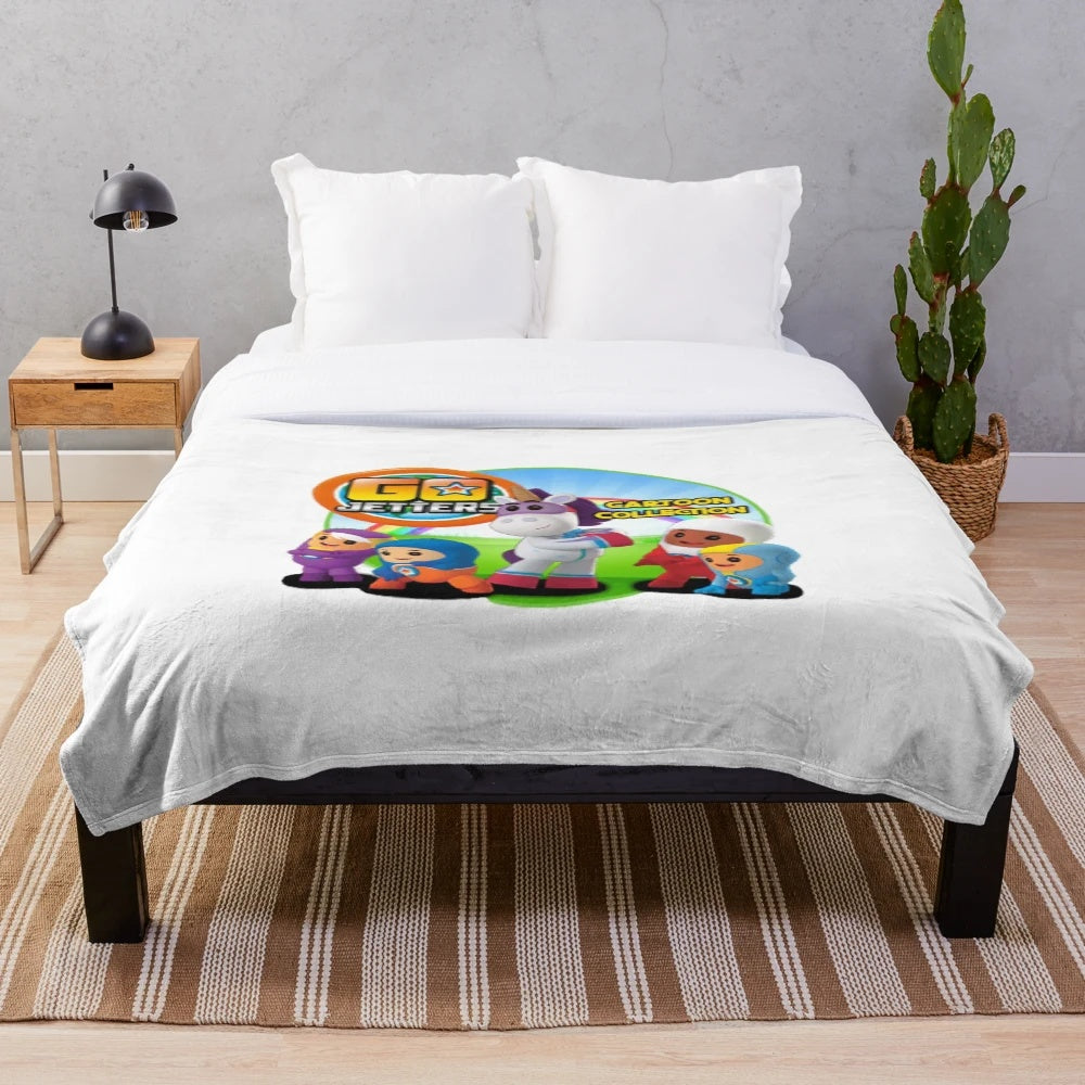 Colorful Go Jetters Inspired Plush Blanket