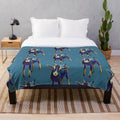Colorful goat plush blanket featuring cute and cuddly farm animal art by Robert Phelps