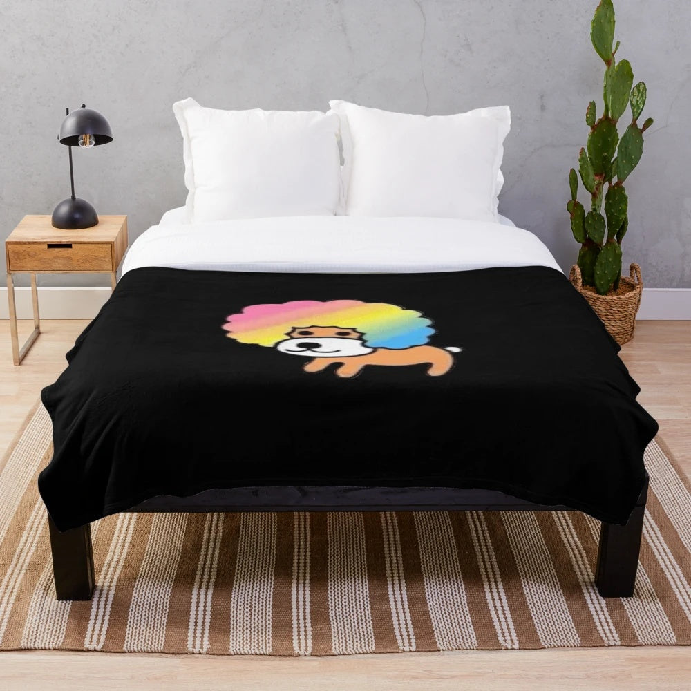 Vibrant rainbow afro inspired graphic plush blanket