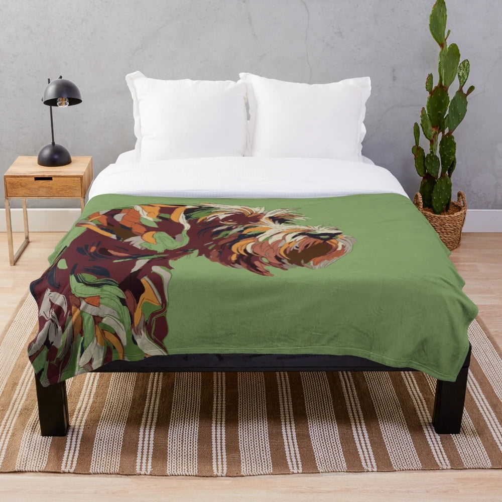 Colorful plush blanket with Griff-inspired design
