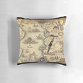 Vibrant and detailed Grishaverse map from the Shadow and Bone series printed on a comfortable throw pillow.