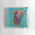 Colorful Highland Cow Tartan Pillow