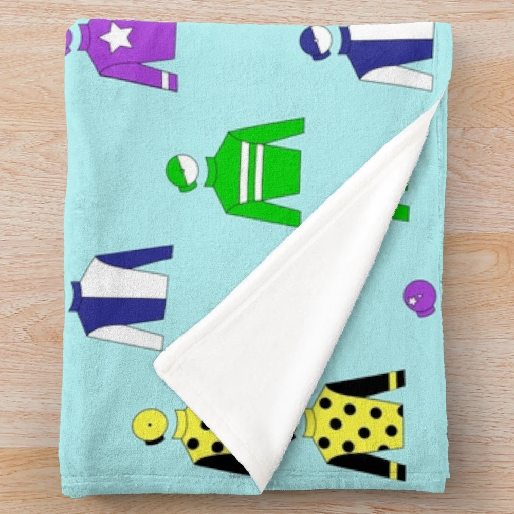 Horse racing jockey silks inspired plush blanket