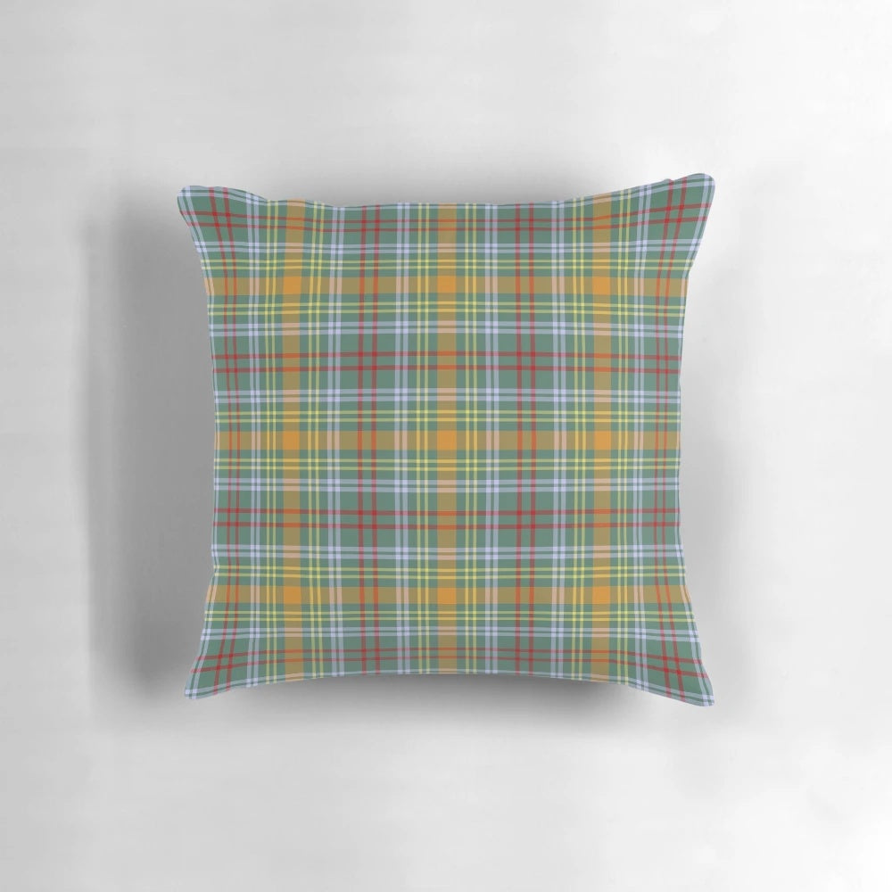 Vibrant plaid pillow featuring the traditional O'Brien tartan pattern, celebrating Celtic heritage.