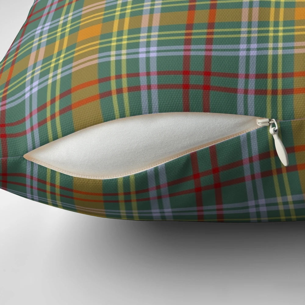 Vibrant plaid pillow featuring the traditional O'Brien tartan pattern, celebrating Celtic heritage.