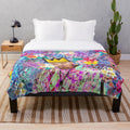 Vibrant portrait of Colombian reggaeton artist J Balvin printed on a plush blanket