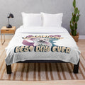 Cute Labrador dog with flowers and inspirational quote design on colorful plush blanket