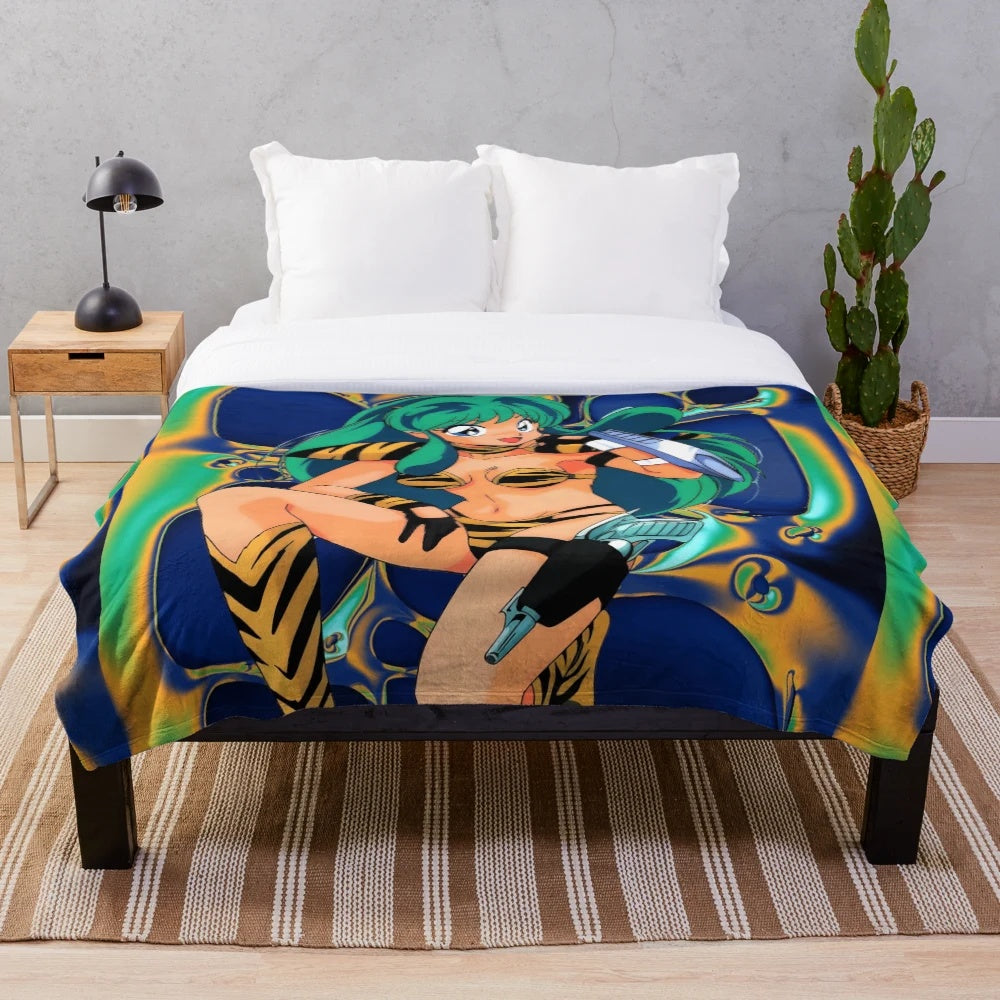 Lamu plush blanket featuring the iconic character from the classic anime Urusei Yatsura