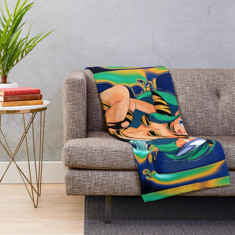 Lamu plush blanket featuring the iconic character from the classic anime Urusei Yatsura