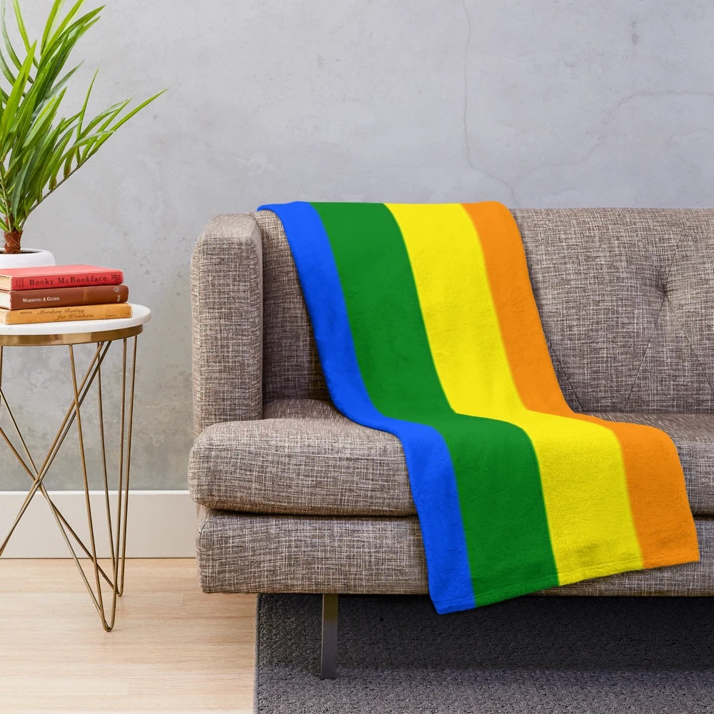 Vibrant rainbow LGBTQ pride flag plush blanket