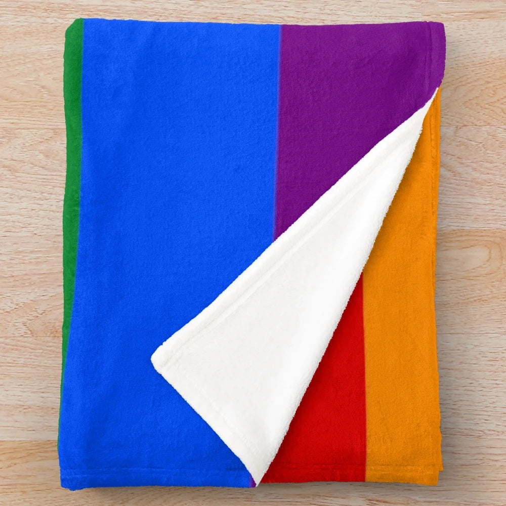 Vibrant LGBTQIA+ pride flag-inspired plush blanket