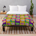 Colorful lop rabbit popart design on plush blanket