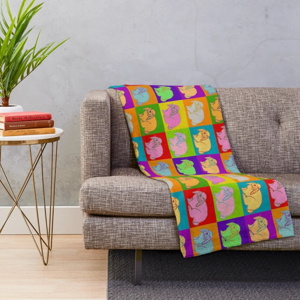 Colorful lop rabbit popart design on plush blanket