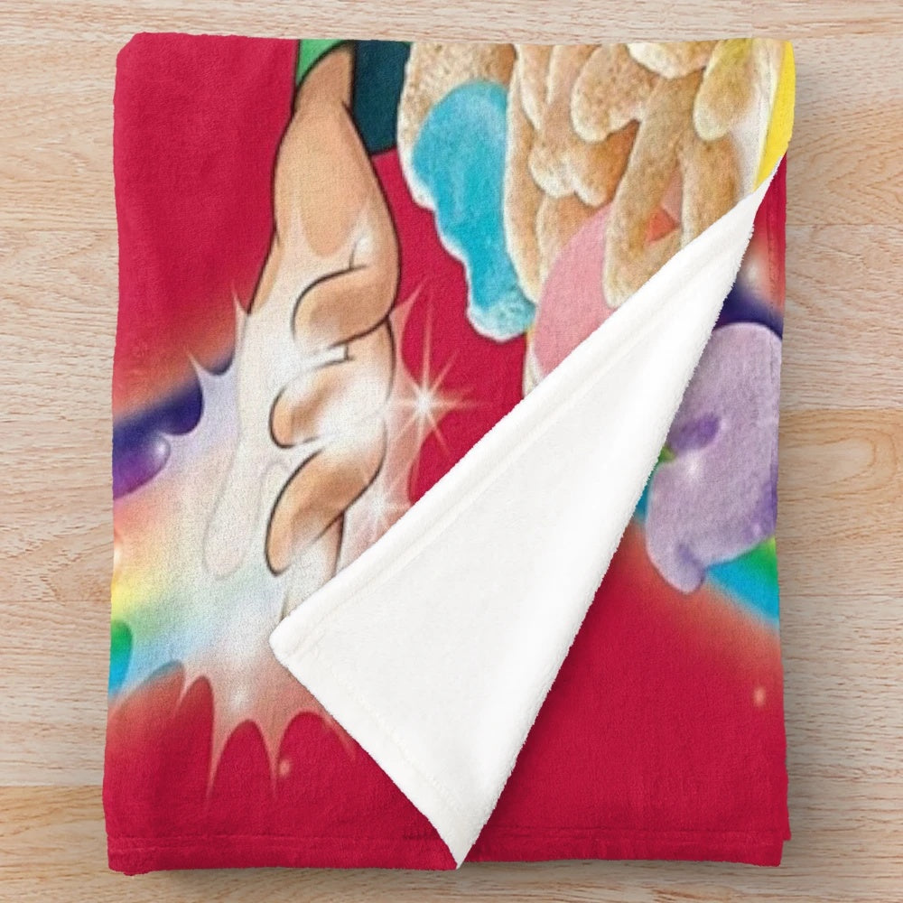 Vibrant Lucky Charms themed plush blanket