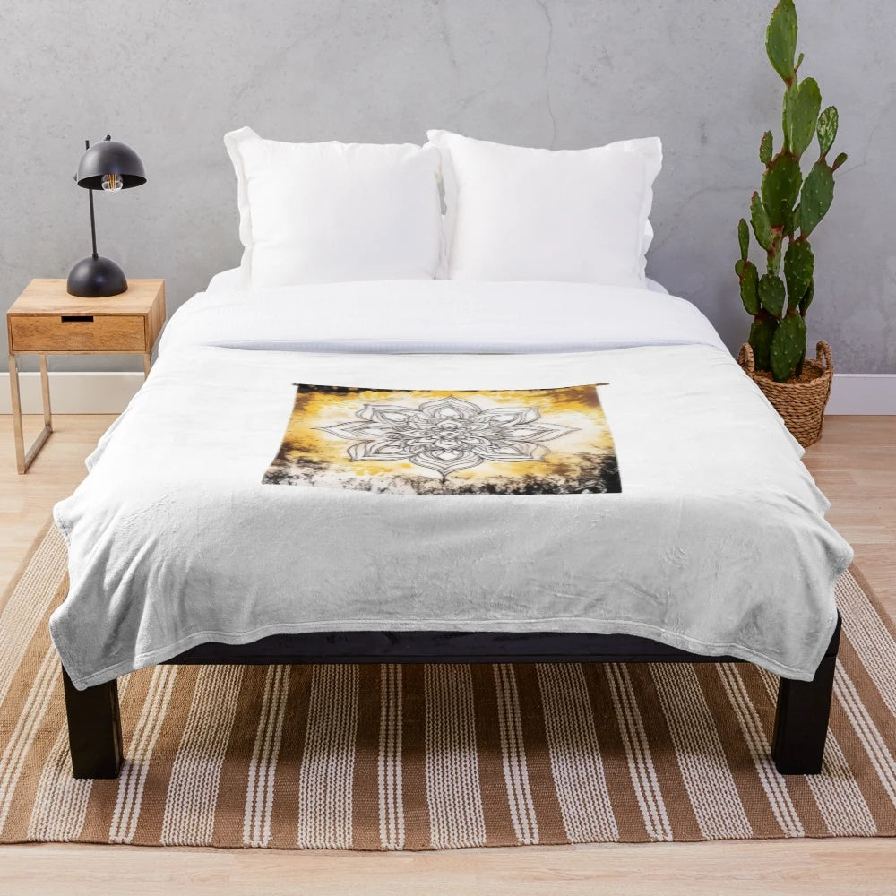 Colorful mandala pattern plush blanket