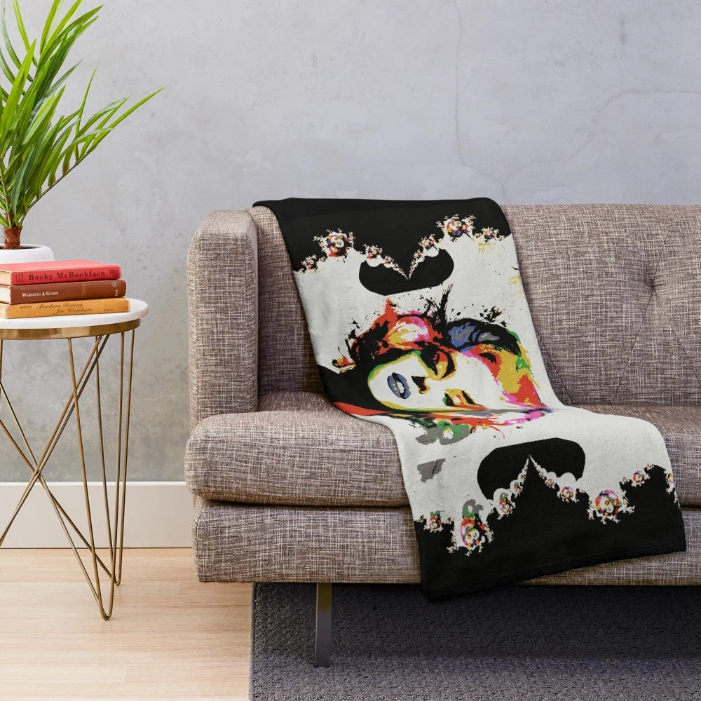 Vibrant Marilyn Monroe pop art fractal design on a plush blanket