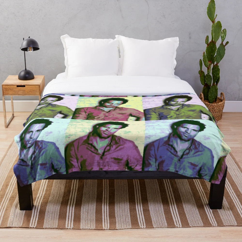Vibrant pop art style plush blanket featuring actor Mark Ruffalo