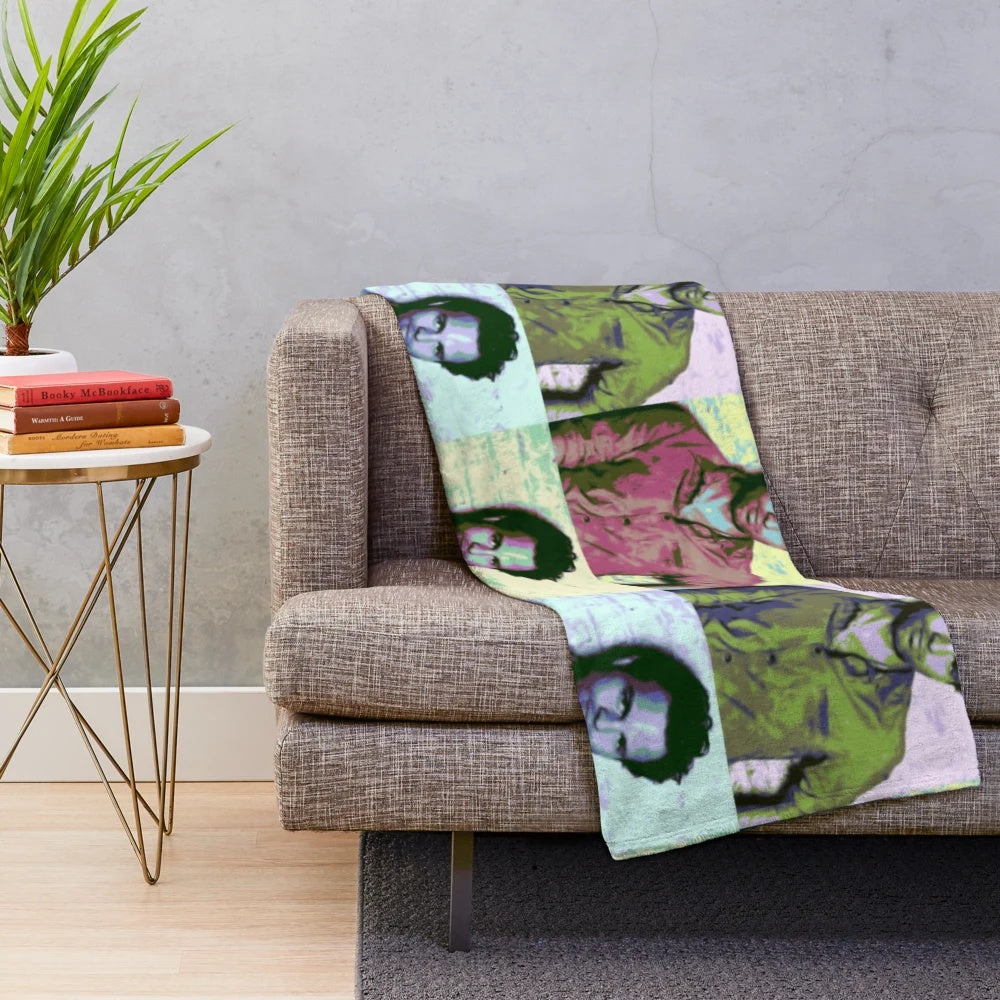 Vibrant pop art style plush blanket featuring actor Mark Ruffalo